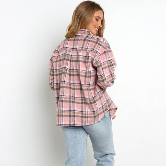 NWT Petal & Pup Tristan pink plaid shirt jacket shacket - Picture 4 of 10